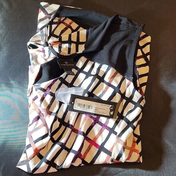 BRAND NEW WORTHINGTON MULTI-COLOR POLAR BEAR BOHO GEO WOMEN"S SHIRT - Picture 14 of 14